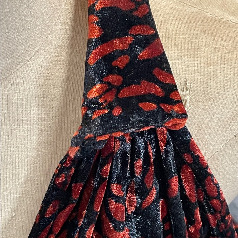 Free People Black and Rusty Orange Velvet Sleeveless Top - Picture 8 of 9